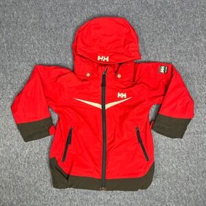 Helly Hansen Kids Red Helly Tech Performance Rain Jacket Hooded Size 104/4